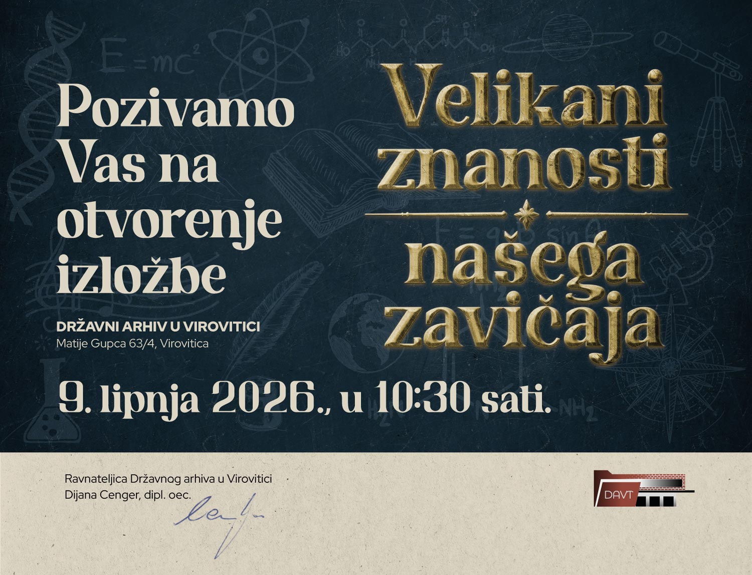Velikani znanosti digitalna pozivnica
